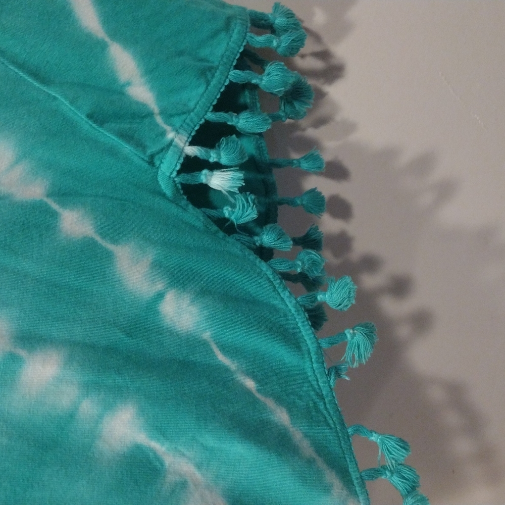 Zenergy by Chico's Tie Dye Print Tassel Hem Top Size 2 (12)-Hippie Beach Summer - Picture 5 of 7